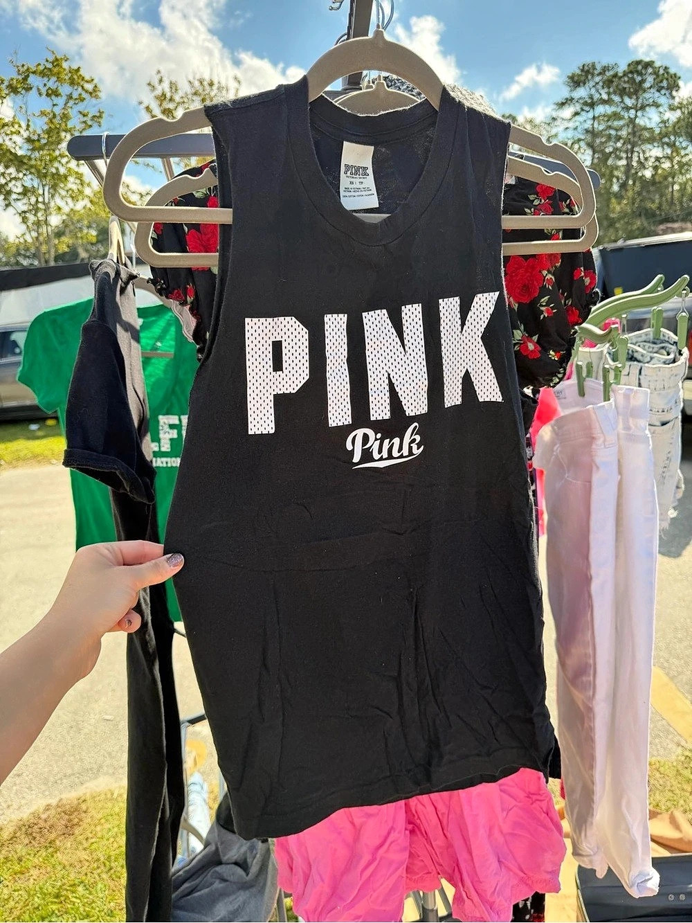 PINK Graphic Tank Top in Black